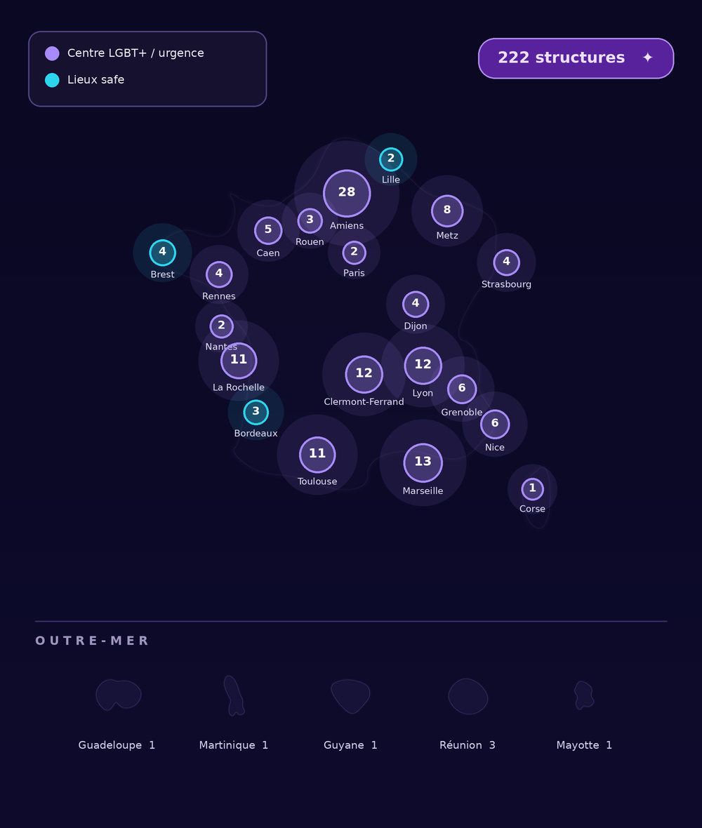 La carte Horizon de LC.Prisme : les lieux safe en France